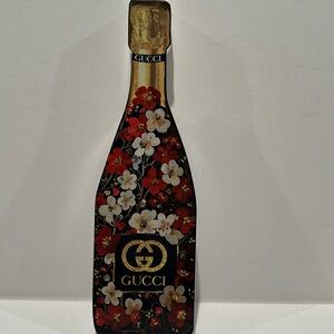 Designer inspired Wall or Room Art in GG Floral Champagne Bottle.